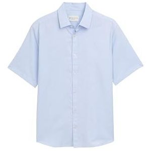 TOM TAILOR Basic herenhemd met korte mouwen, 37958 - Powder Blue Chambray, XXL