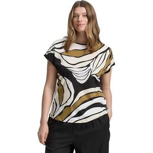 TOM TAILOR Dames Plus Size - T-shirt met patroon, 14482 - Deep Black, 46 Grote maten