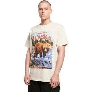 Mister Tee Upscale Alaska T-shirt voor heren, vintage oversized T-shirt, met print, oversized fit, streetwear, zand, 4XL
