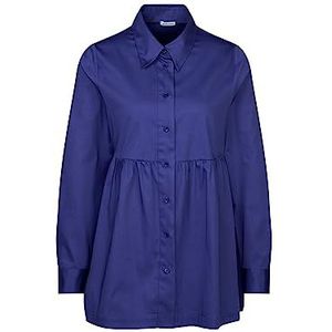 Seidensticker Damesblouse, modieuze blouse, regular fit, hemdblousekraag, lange mouwen, katoenmix, blauw, 38