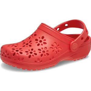 Crocs uniseks-kind Classic Floral Cut Out Clog K Klomp, Cherry Red, 32/33 EU