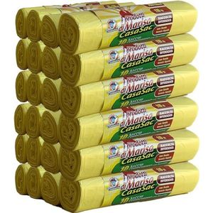 CSC - Vuilniszakken 110 l met linten, 240 stuks, grote vuilniszakken voor afvalscheiding binnen en buiten, vuilniszakken 70 x 110 cm, lekvrij, 24 rollen, geel