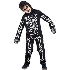 Rubies Bones Glow in Dark kostuum voor jongens en meisjes, jumpsuit bedrukt glanzend in het donker, officieel Halloween-kostuum, carnaval, verjaardag en Kerstmis