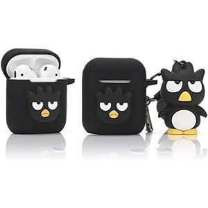 Derhom Siliconen Airpods Leuke Grappige Cover Compatibel voor Apple Airpods 1 en 2 [Cartoon Riem Pop Serie] (Black Bird)