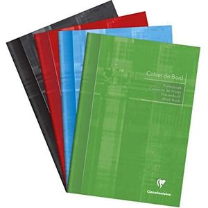 Clairefontaine 3139C - Logboekschrift - A4 21x29,7cm - 72 Uitscheurbare Pagina's met marge - 110 g Groen registerpapier - Gelamineerde karton kaft - Willekeurige kleuren