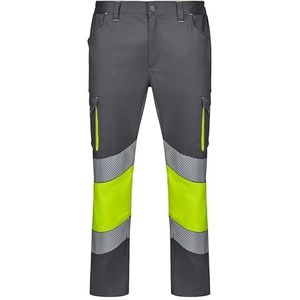 VELILLA 303008S stretchbroek, tweekleurig, gesegmenteerde band, grijs en neongeel, maat M, grijs en fluor geel, M