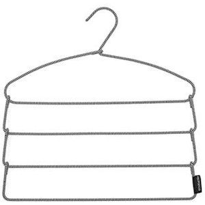 Brabantia Kledinghangers, Anti-Slip Bekleding, 4 Stuks op 1 Kledinghanger, Hanger voor aan het Kledingrek of Kledingkast, Soft Touch Broekenhanger (1 stuk), Black/White