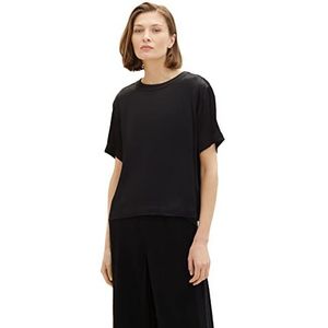 TOM TAILOR Basic satijnen blouse voor dames, 14482 - Deep Black, 40