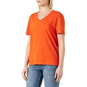 SELECTED FEMME Dames Slfessential Ss V-hals Tee Noos T-shirt, oranje, S