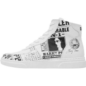 DOGO Dames veganistisch leer wit hoge sneakers - Warner Bros Daily Prophet Harry Potter patroon-38, Wit, 38 EU