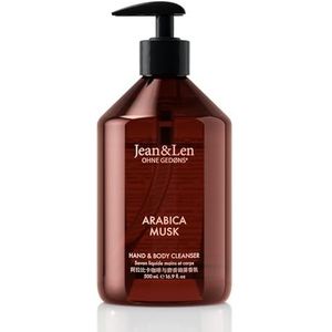 Jean & Len Hand & Body Cleanser Arabica & Musk, voor een heerlijk geurende reinigingservaring, lichaams- en handzeep in een hoogwaardige fles, aromatische geur, veganistisch, 500 ml