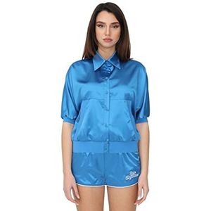 Love Moschino Dames Relaxed Fit in Stretch Satijn Shirt, lichtblauw, 40 NL