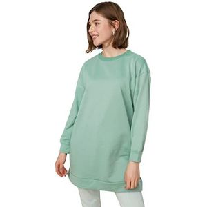TRENDYOL Hijab Sweatshirt voor dames, rechte lange mouwen, ontspannen, turquoise, XXL