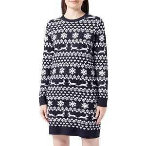 Bestseller A/S Onlxmas Snowflake Ls Dress Cs KNT gebreide jurk voor dames, Night Sky/Patroon: cloud Dancer, XL