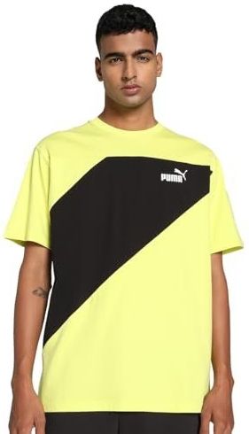 Puma - Power Colorblock - T-shirt - Geen Kleur - 100% Katoen, Relaxed Fit, Korte Mouwen, 160 gsm