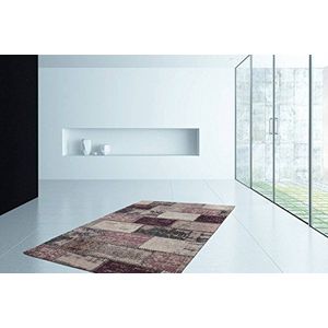 Katoenen tapijt modern kistdesign handgemaakt vintage look paars multi