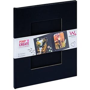 walther design fotoalbum zwart 16,5 x 20 cm met omslaguitsparing, PIMP EN CREATE FA-090-B