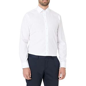 Seidensticker Zakelijk overhemd voor heren, shaped fit, strijkvrij, kent-kraag, lange mouwen, 100% katoen, wit, 41