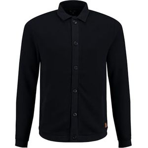 Key Largo - STEVE - Sweatvest - Navy - Knoopsluiting, Polokraag, Effen, Lange Mouw