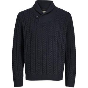 Jack & Jones - JPRBLUSEAN KNIT CABLE SHAWL NECK - Gebreide Trui - Dark Navy
