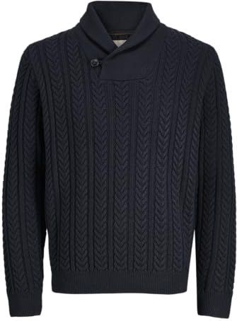 Jack & Jones - JPRBLUSEAN KNIT CABLE SHAWL NECK - Gebreide Trui - Dark Navy