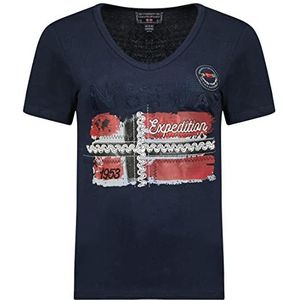 Geographical Norway Jinny Lady T-shirt voor dames, Donkerblauw, XL