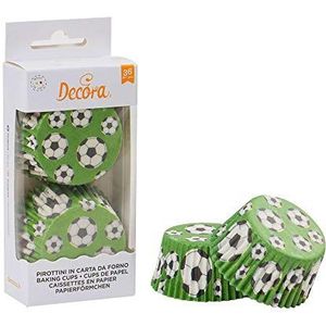 Decora, 0339845 muffinvormpjes voetbal 50 x 32 mm, voor het bakken, presenteren en geven van muffins en snoep, hittebestendig tot 180 °C, in praktische blisterverpakking, gemaakt in Italië