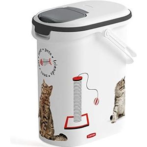 Curver Voedselcontainer 4 kg I 10 L, wit/grijs/liefde huisdieren katten, 1 stuk (Pack van 1), 241098