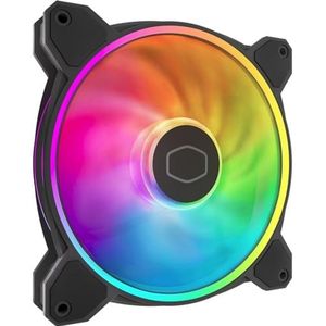 Cooler Master MasterFan MF140 Halo² ventilator, duo-ring ARGB Gen 2 led-ringen, 120 mm 1600 tpm, dynamische PWM, vergrote ventilatorbladen, hybride frame voor pc-behuizing, vloeistof- en luchtkoeler