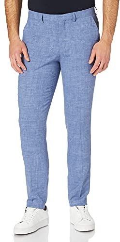 SELECTED HOMME - Broek - Lichtblauw - Slim Fit - Linnen en Wolmix