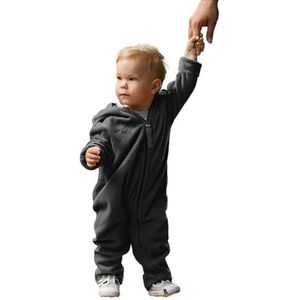 Hoppediz Babyoverall van fleece, extra lange benen - perfect voor de babydrager, omslagmanchetten aan handen en voeten - antraciet 48-52