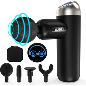 Wahl Mini Massage Gun, Deep Tissue Percussion Massager, Draadloze Spier Massagers, On-the-Go Massage, 6 Snelheidsinstellingen, 4 Bevestigingskoppen, Lichtgewicht, krachtig