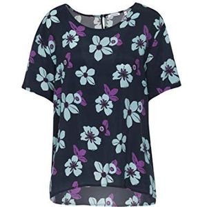 Seidensticker Shirtblouse voor dames, korte mouwen, moderne pasvorm, bloemenprint, 100% cupro-blouse, blauw, 34