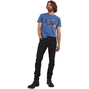 Joe Browns Tijdloze geluiden slogan gitaar grafisch T-shirt met korte mouwen en ronde hals, blauw, klein, Blauw, S