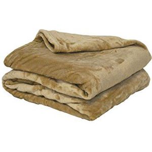 Fleecedeken, polyester, beige, 180 x 220 cm, motief: Poyet Motte - productlijn microvezel