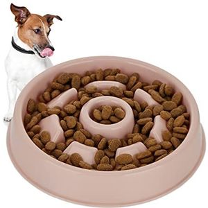 Relaxdays anti-schrokbak hond, voerbak tegen schrokken, 550 ml, eetbak stimuleert traag eten, vaatwasserbestendig, roze