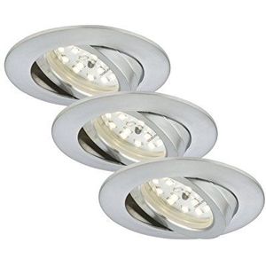 Briloner Leuchten 7232-039 LED-inbouwlampen, set van 3, dimbaar, led-inbouwspot 230V, verzonken plafondlampen, 5,5 watt, 470 lumen, draaibaar, energiebesparend, rond, aluminiumkleur