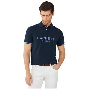 Hackett London Heren GMD Merino Silk Crew Polo, Blauw (Navy), XXL, Blauw (zwart), XXL