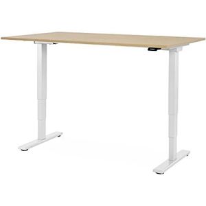 WRK21® SMART Elektronisch in hoogte verstelbaar bureau, hout, mandal esdoorn/wit, 140 x 80 x 61-126 cm
