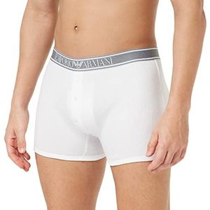 Emporio Armani Boxershorts voor heren, van elastisch katoen, geribbeld, shorts, Wit, XL