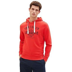 TOM TAILOR Basic hoodie voor heren met logo-print, 15220-krachtig rood, L