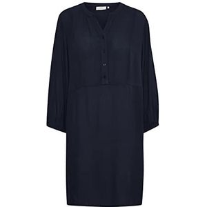 KAFFE Damesjurk met V-hals, Above, de knie, lange mouwen, casual, dames, Midnight Marine, 34