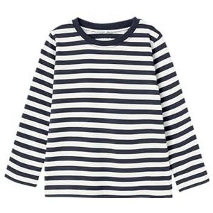 NAME IT Jongens Nmmsalmo Nreg Ls Top Noos Shirt met lange mouwen, Dark Sapphire/Stripes: y/D Stripe, 110