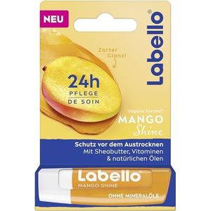 Labello Mango Shine Geurende lippenbalsem met natuurlijke oliën en mangoaroma, verzorgende lippenbalsem voor een delicate glans op de lippen (4,8 g)