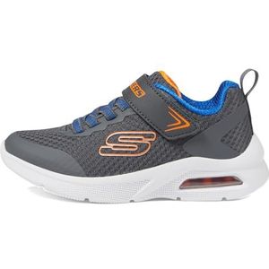 Skechers Sneakers voor jongens, houtskool/synthetisch/blauw en oranje, 35 EU, Houtskool Textiel Synthetisch Blauw Oranje, 35 EU