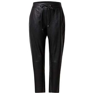 KAFFE Joggers Pleather Cropped Length Tapered Legs Drawstring Taille, Black Deep, 36