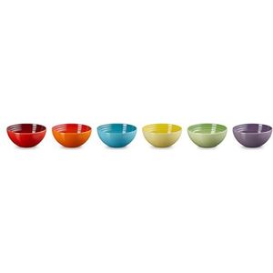 Le Creuset Snackschaaltjes Rainbow Set van 6 in Aardewerk, 330 ml, 12 cm,79349338359030