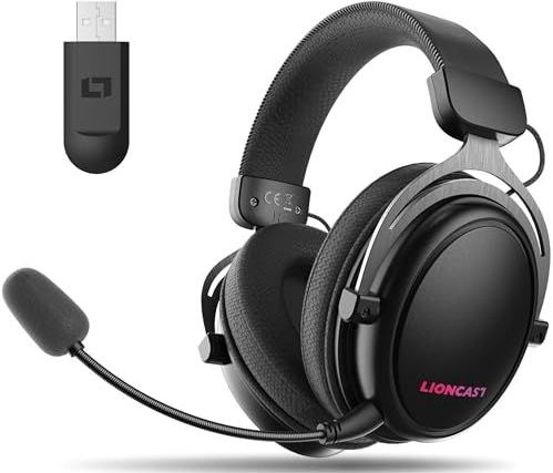 Lioncast LX80 Gaming Headset met microfoon Wireless [40 uur batterij] - compatibel met PS5, Nintendo Switch, Switch 2, Xbox - Gaming Headset PC - Hoofdtelefoon Draadloze Bluetooth