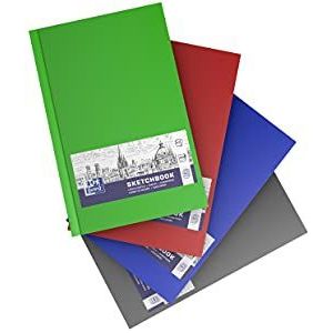 OXFORD SKIZZENboek A6 hardcover gevallgebonden genaaid 96 vellen 100 g bonte/verschillende kleuren - 5-pack