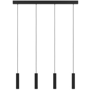 EGLO Hanglamp Almudaina, 4-lichts pendellamp boven eettafel, eettafellamp van zwart metaal, lamp hangend voor woonkamer en eetkamer, warm wit, 84 cm